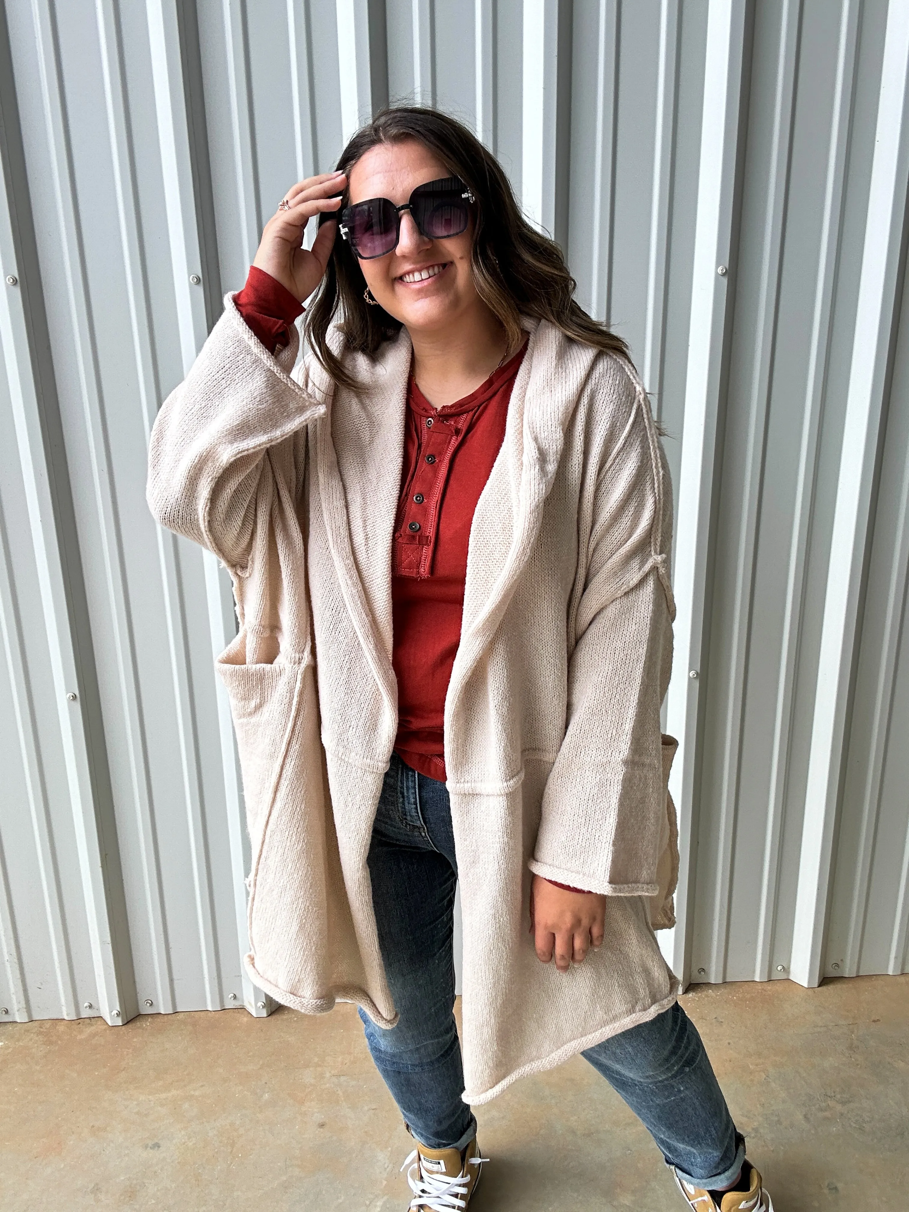 Emma Button Long Sleeve Top {Rust}