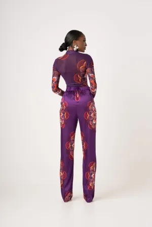 ENANG PURPLE MESH LONG SLEEVE TOP