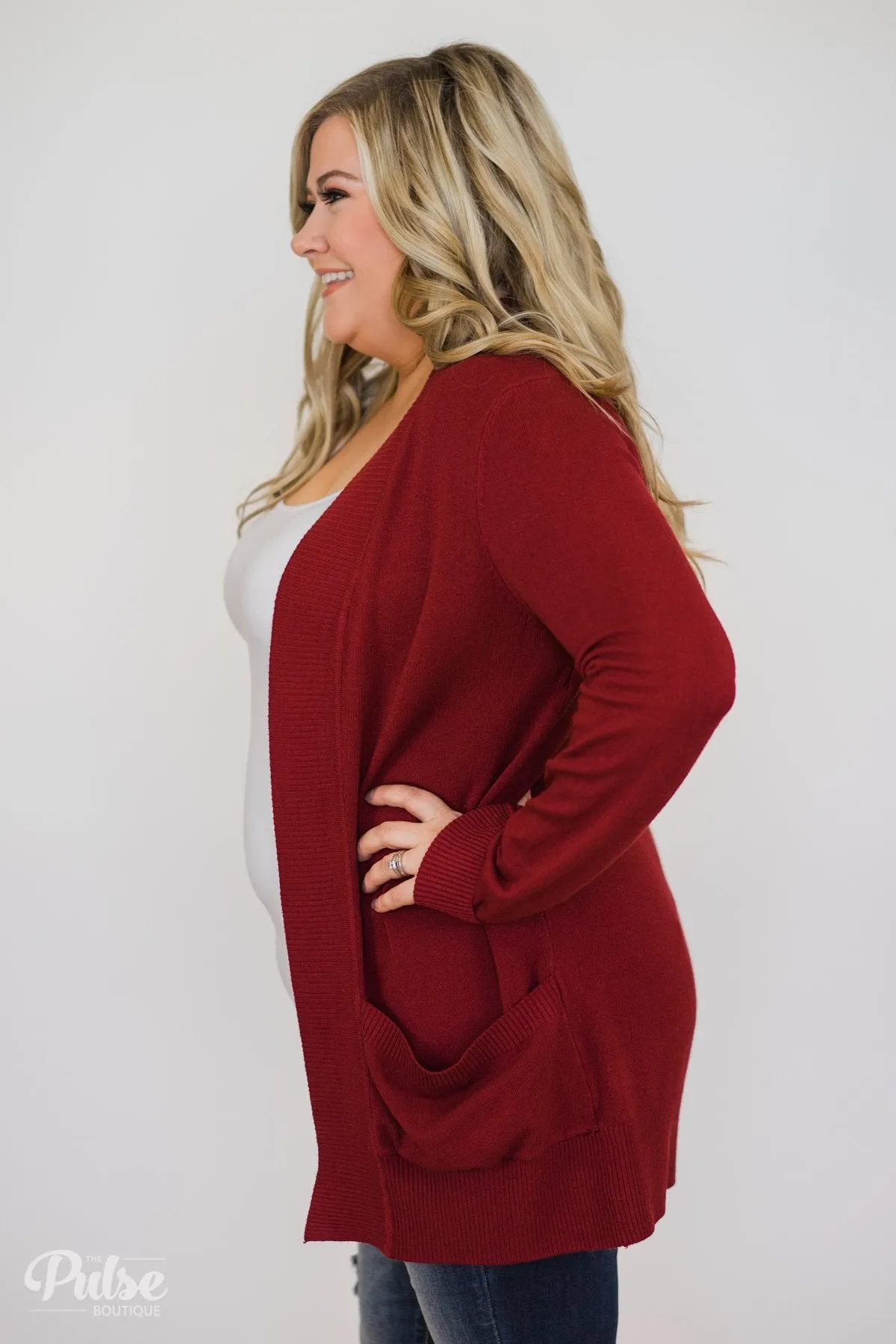 Essential Cardigan- Burgundy