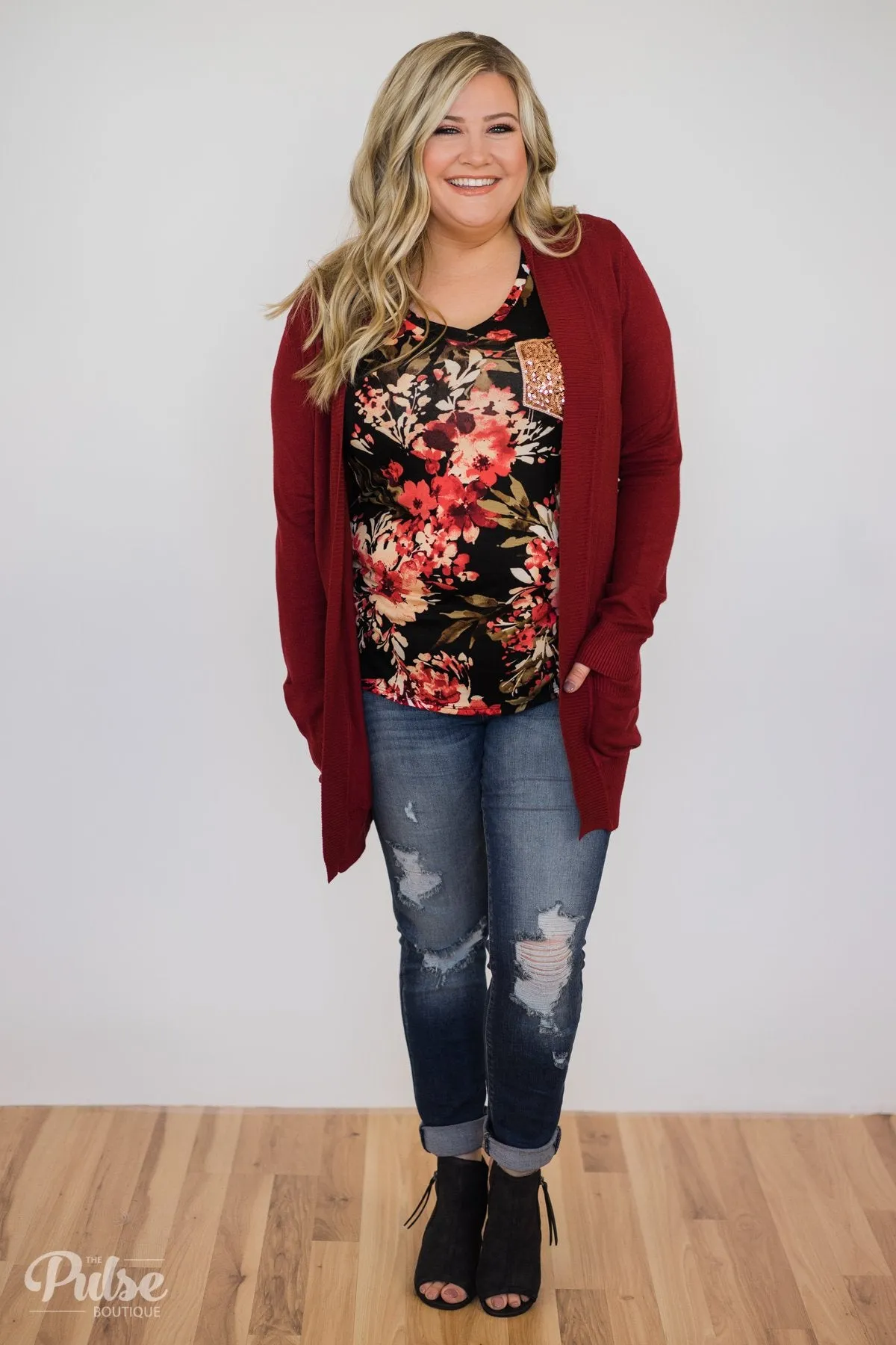 Essential Cardigan- Burgundy