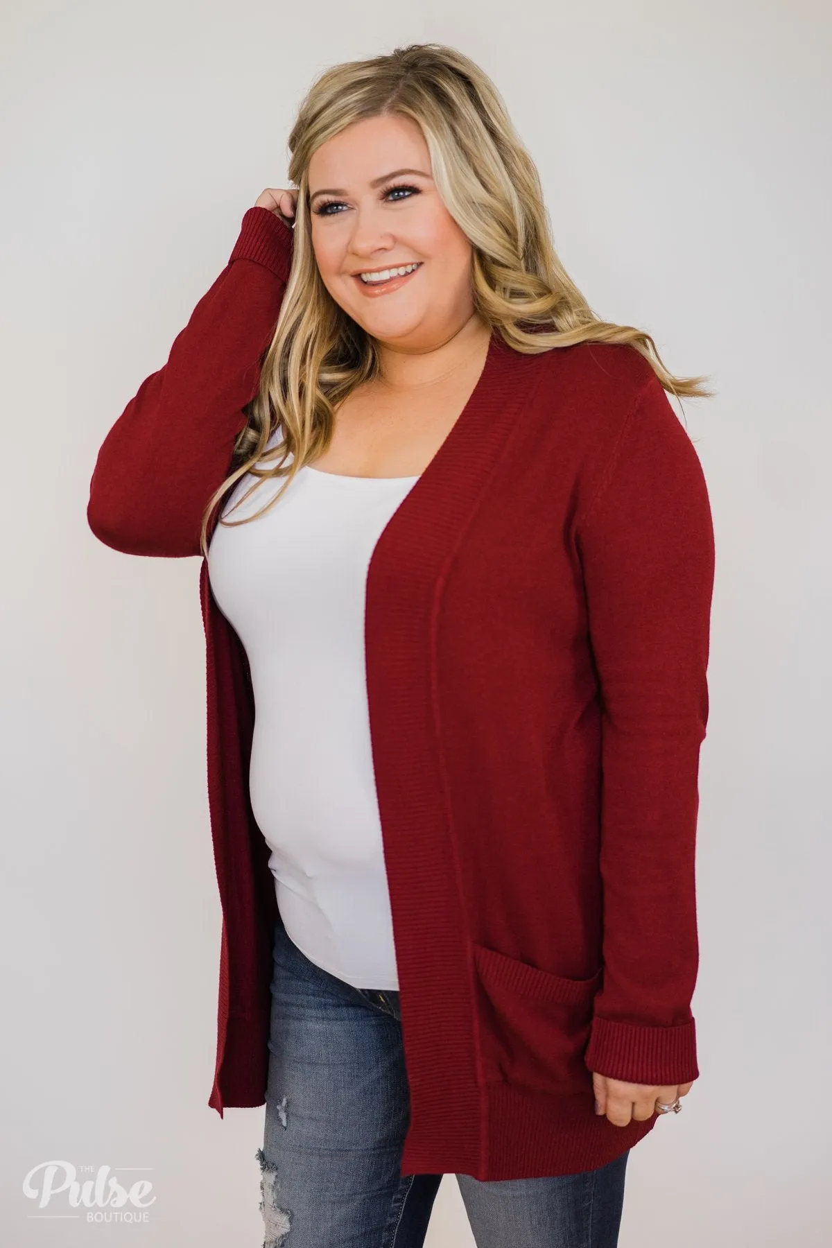 Essential Cardigan- Burgundy
