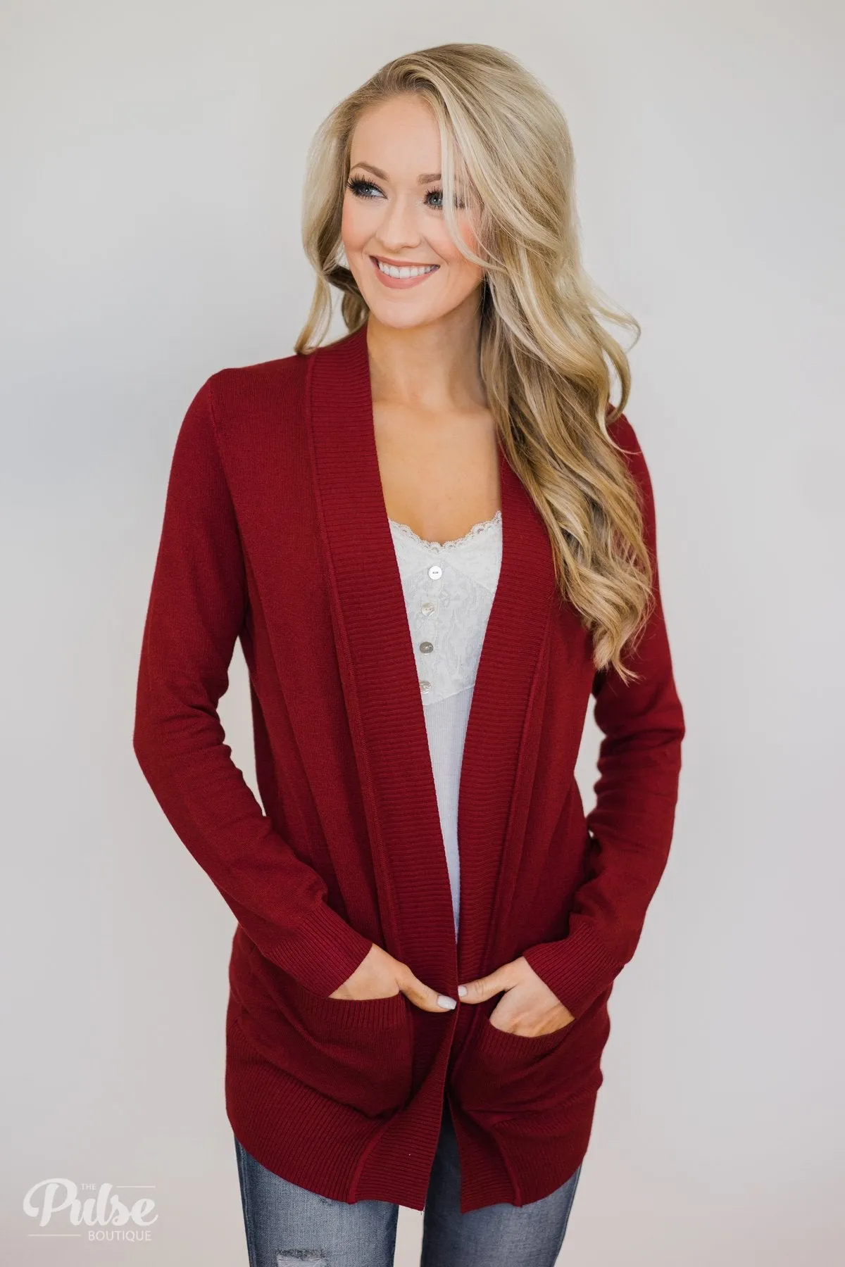 Essential Cardigan- Burgundy