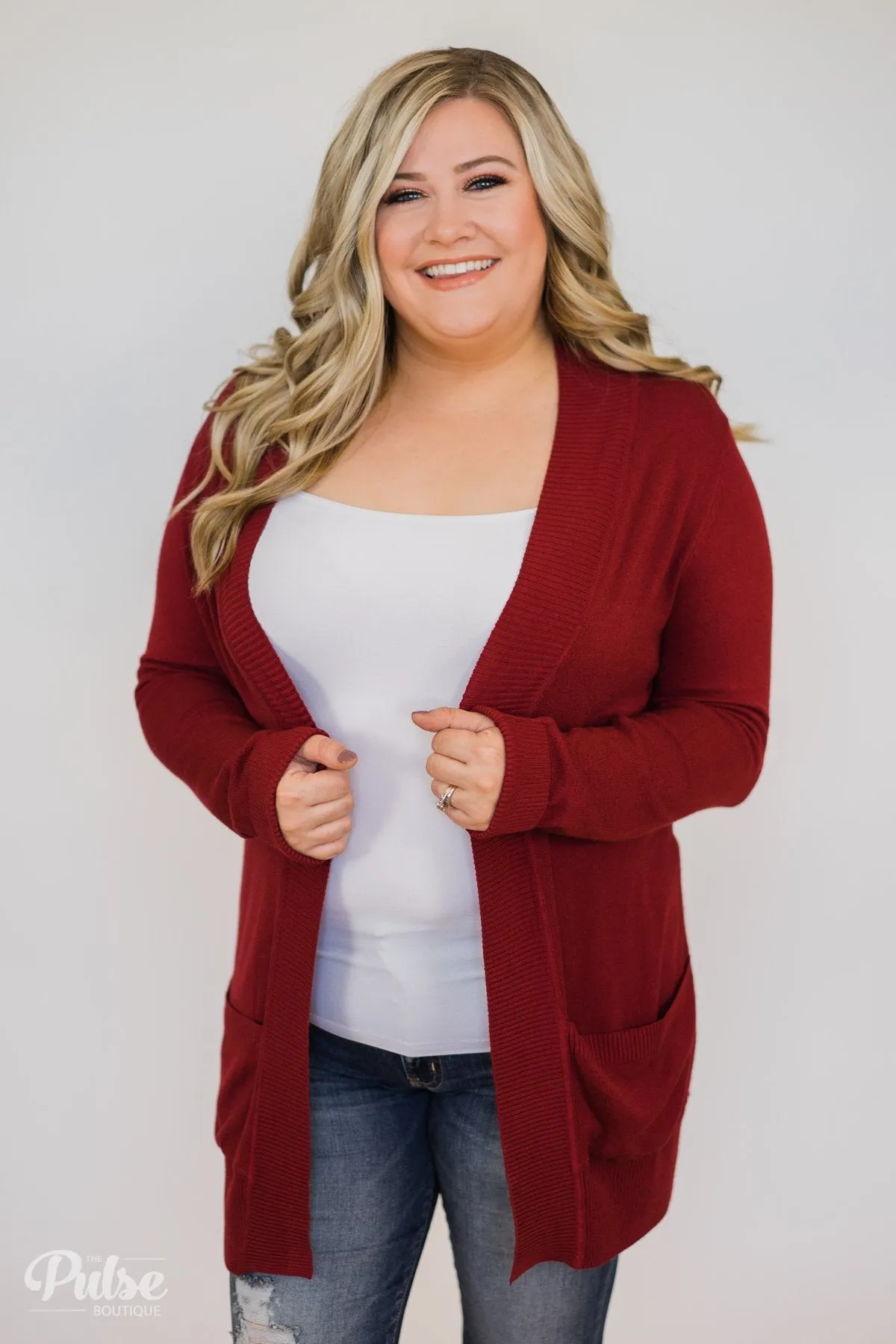 Essential Cardigan- Burgundy