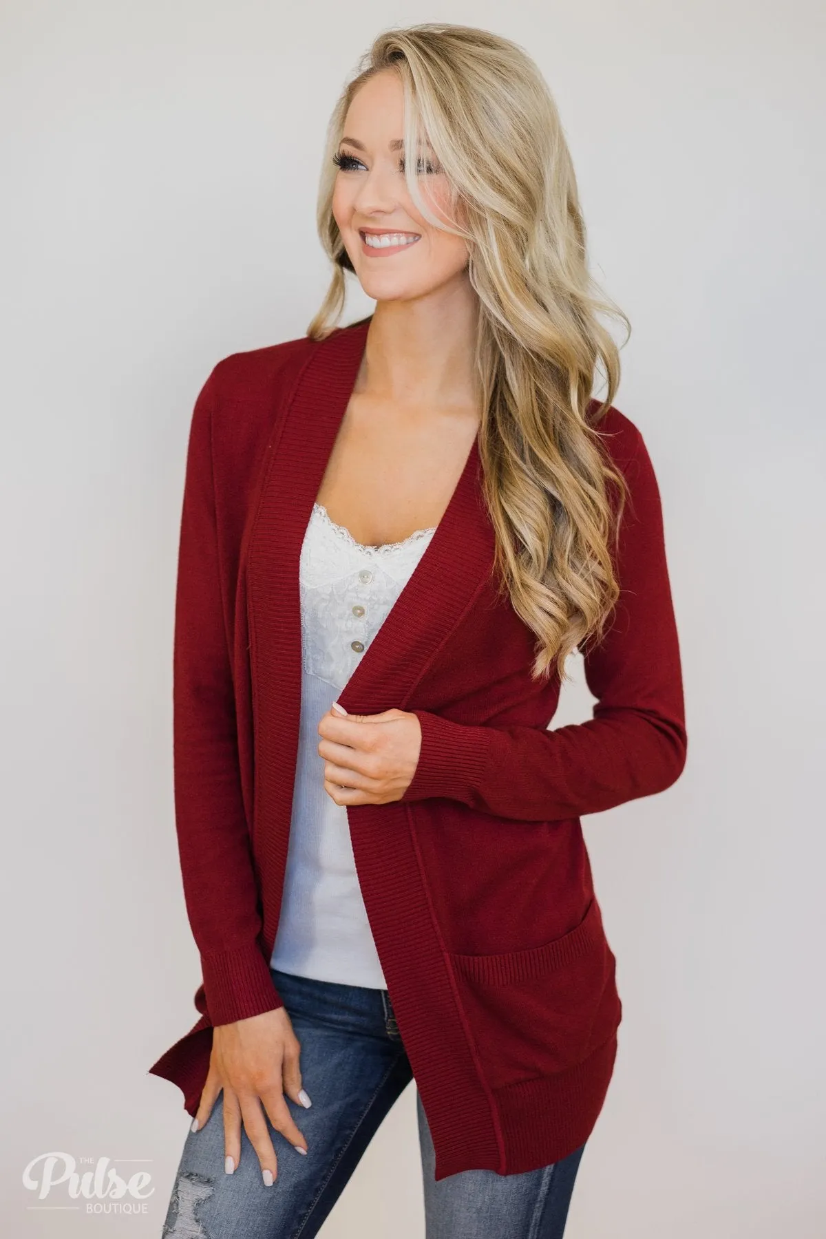 Essential Cardigan- Burgundy