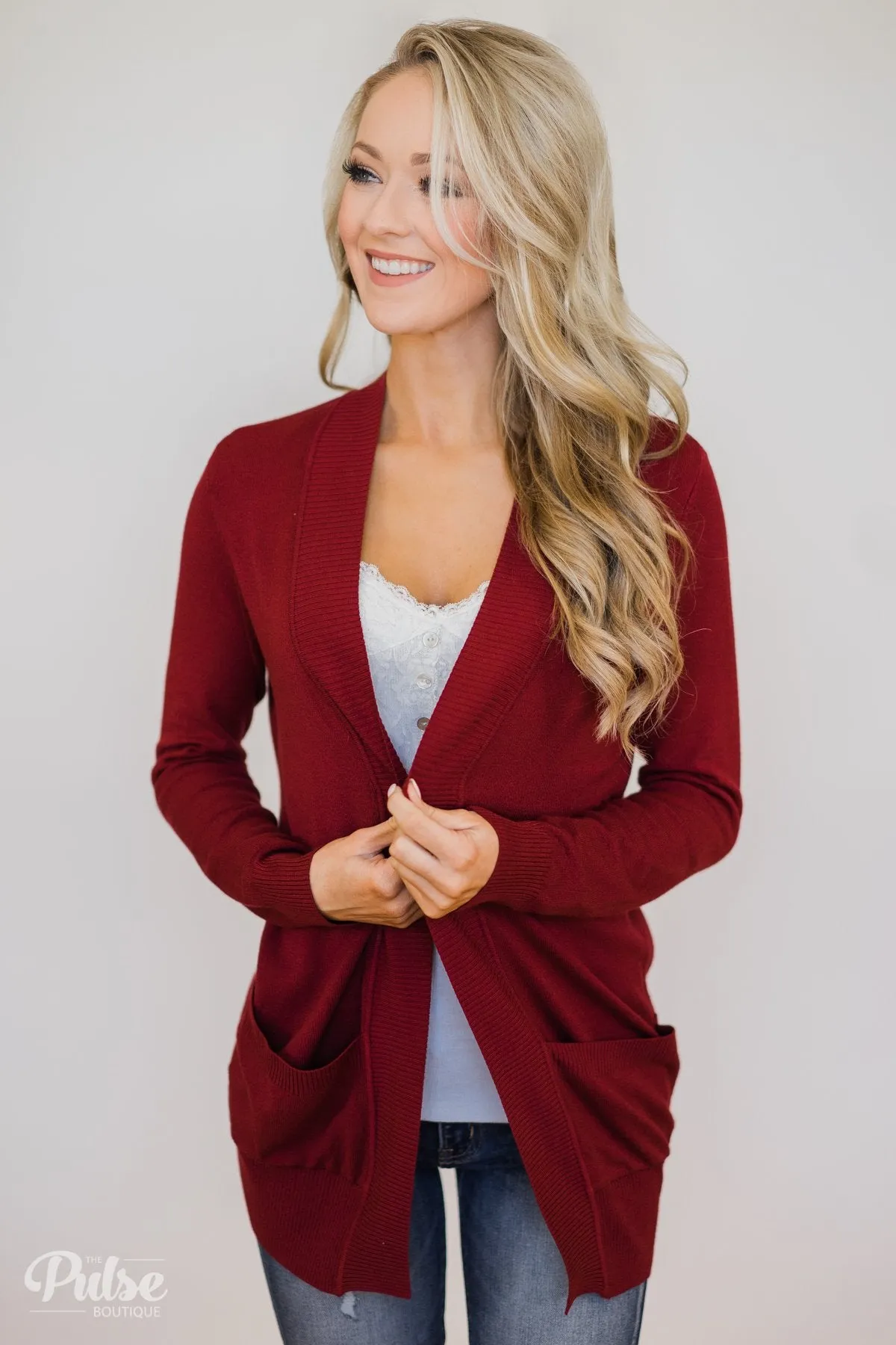 Essential Cardigan- Burgundy