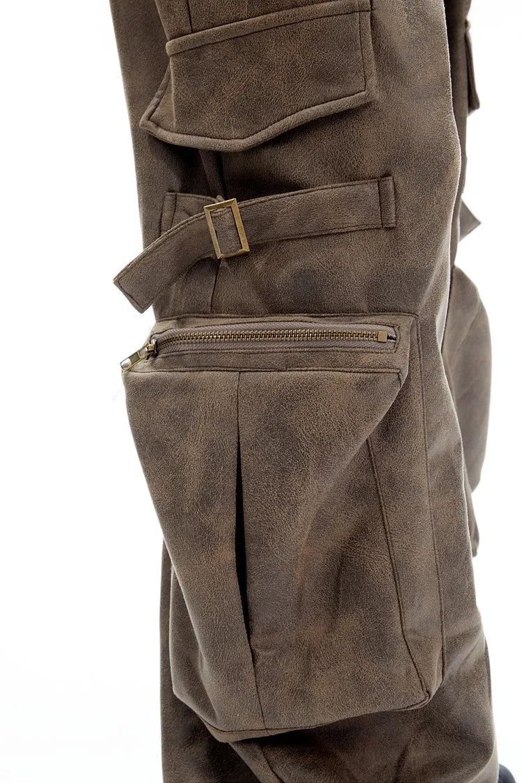 Faux Leather Cargo Pants