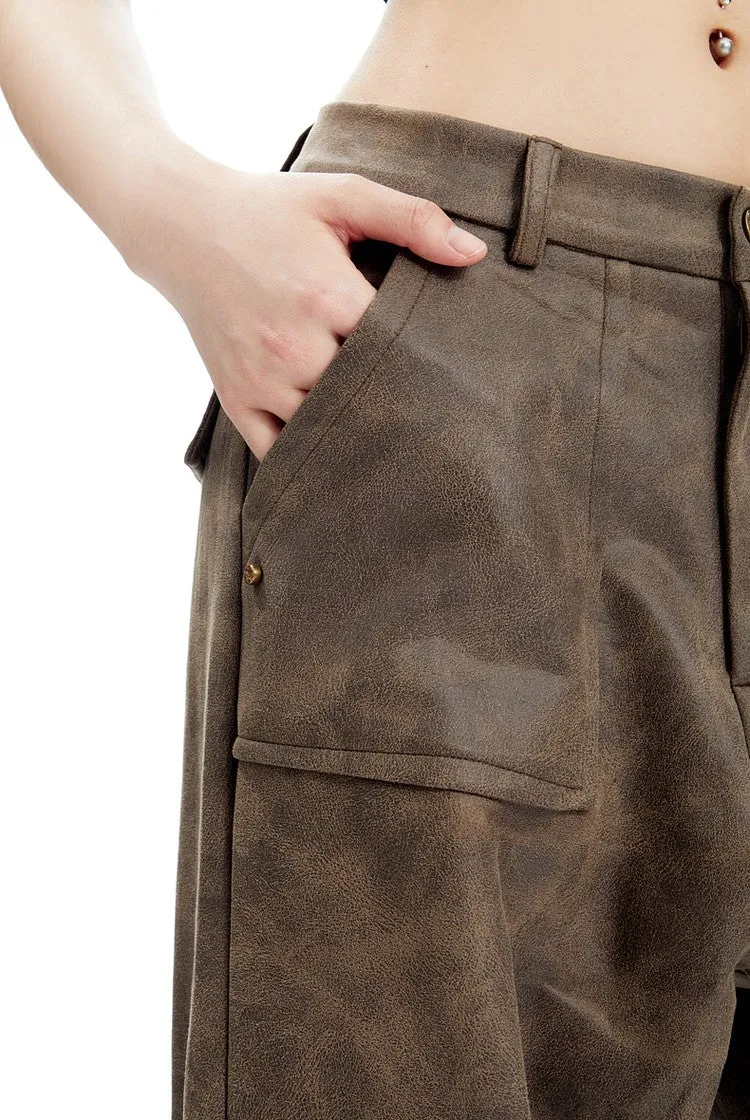 Faux Leather Cargo Pants