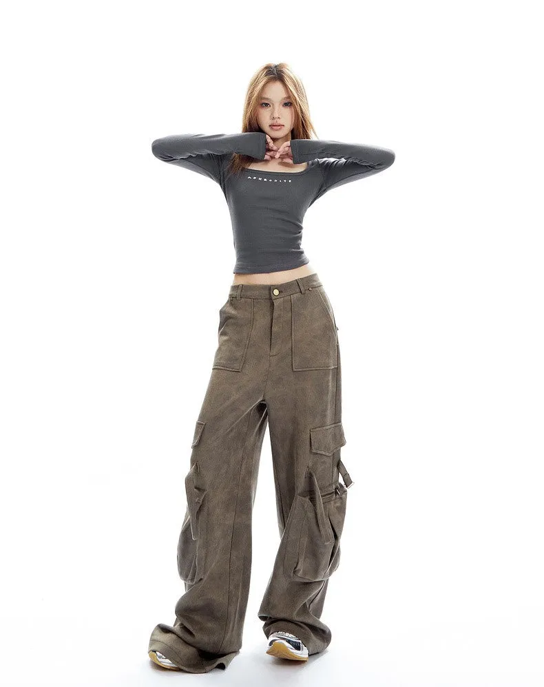 Faux Leather Cargo Pants