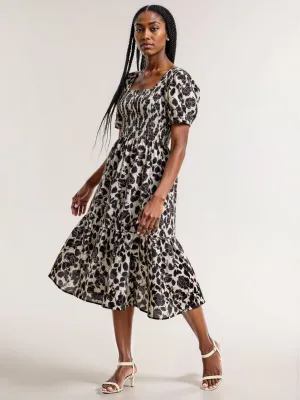 Floral Nap Fit Flare Midi Sun Dress