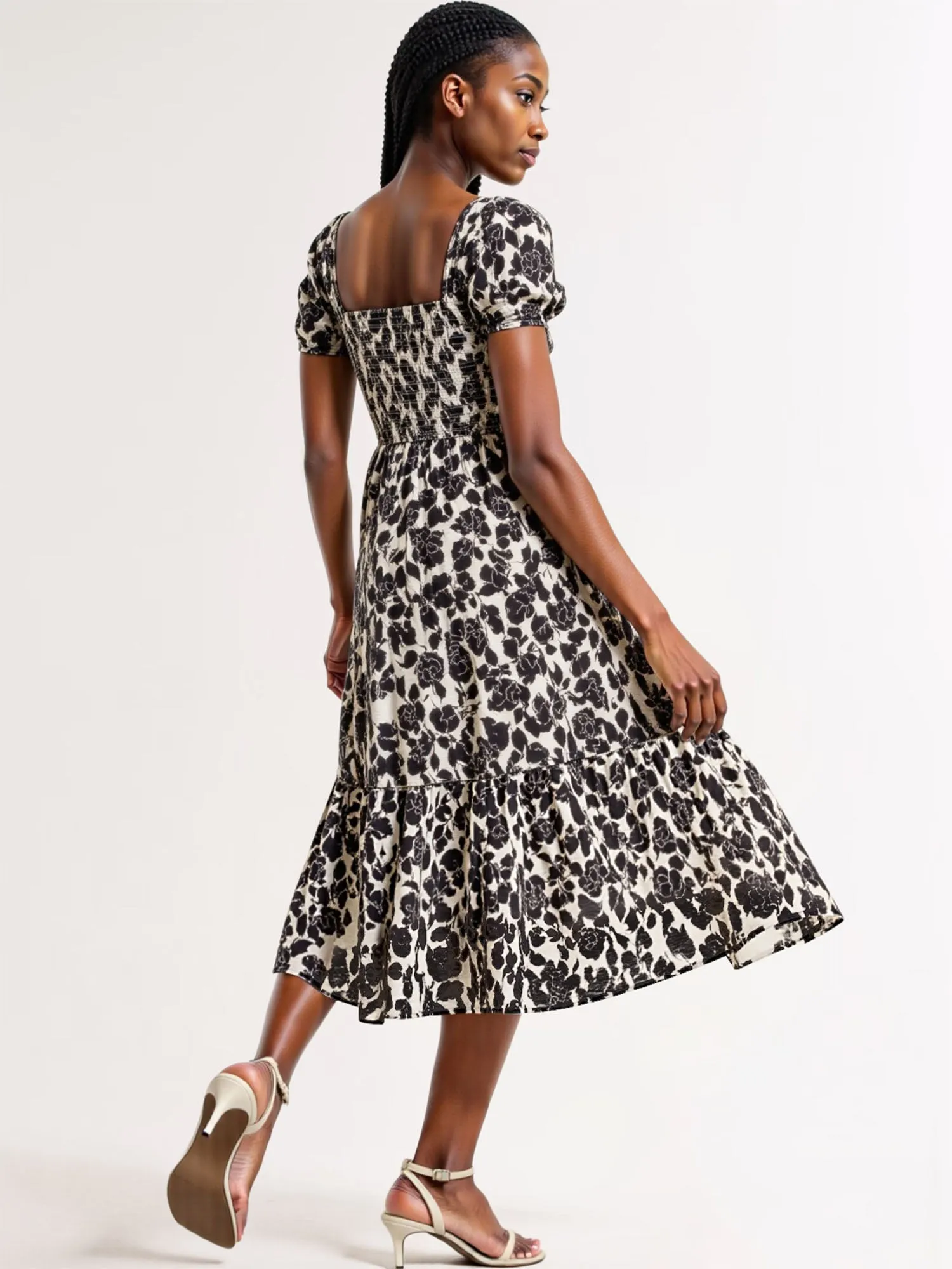 Floral Nap Fit Flare Midi Sun Dress