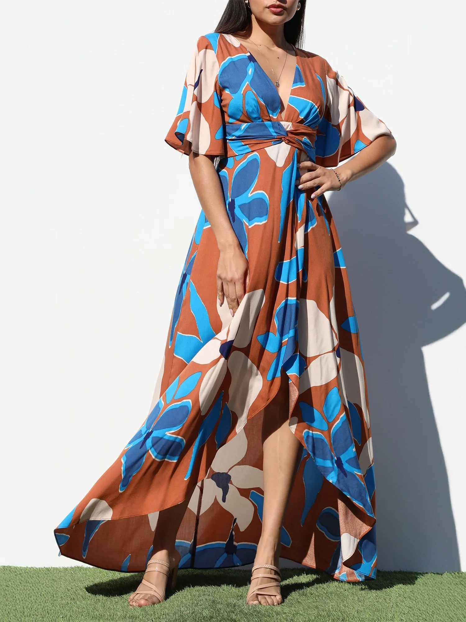 Floral Twist Maxi Sun Dress