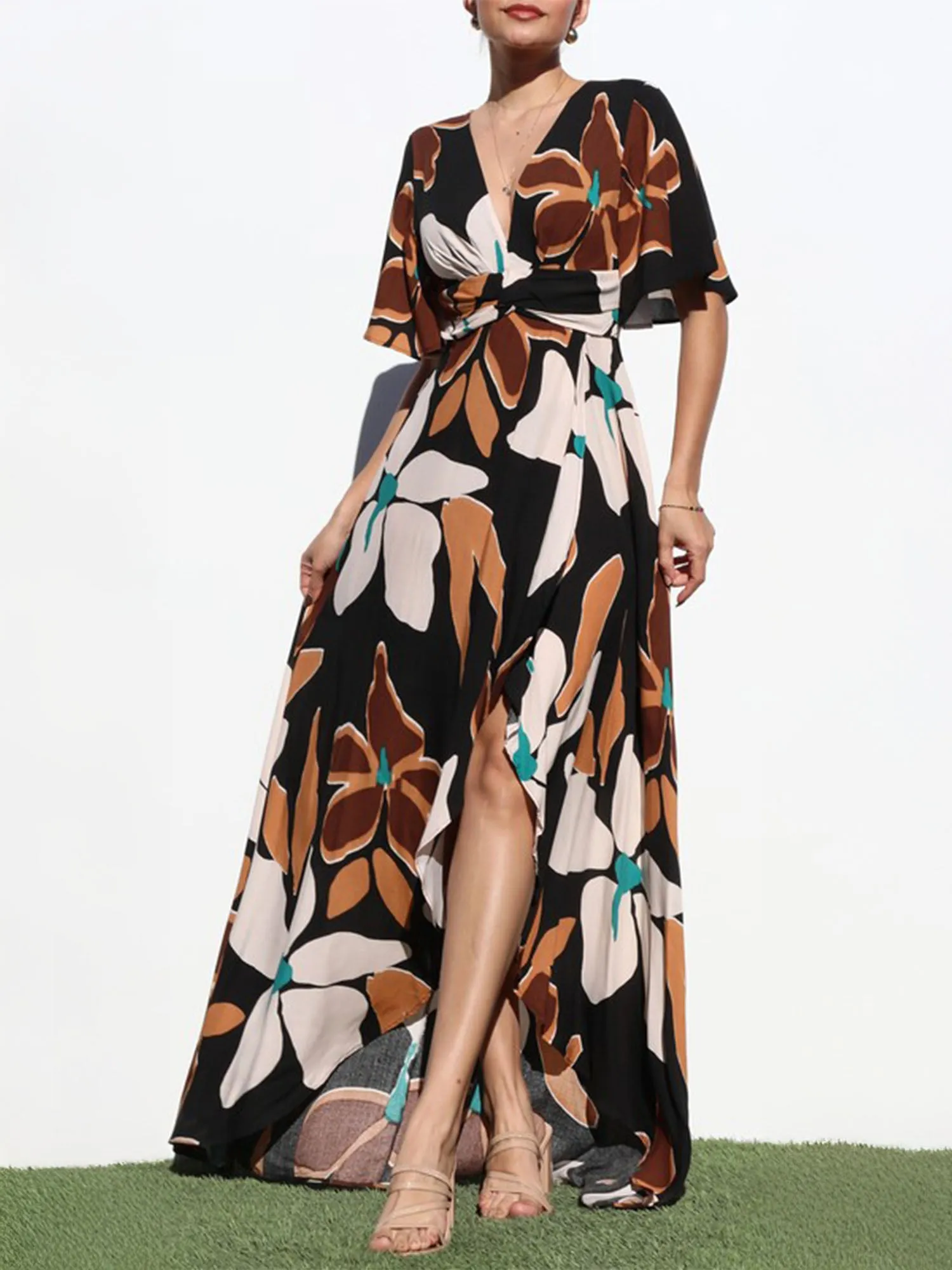 Floral Twist Maxi Sun Dress