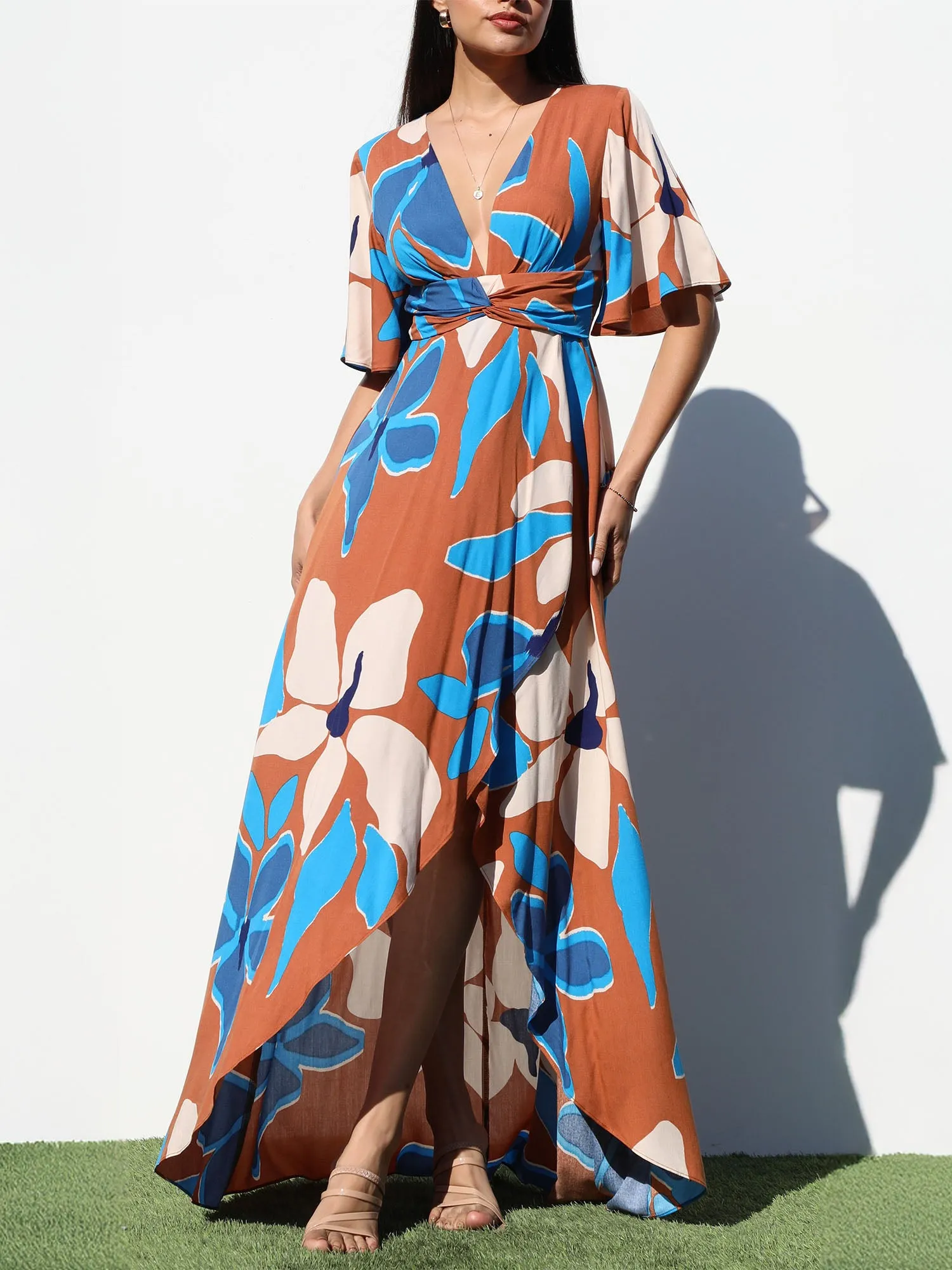 Floral Twist Maxi Sun Dress
