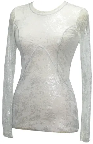 Foil Mesh Crew Neck Top