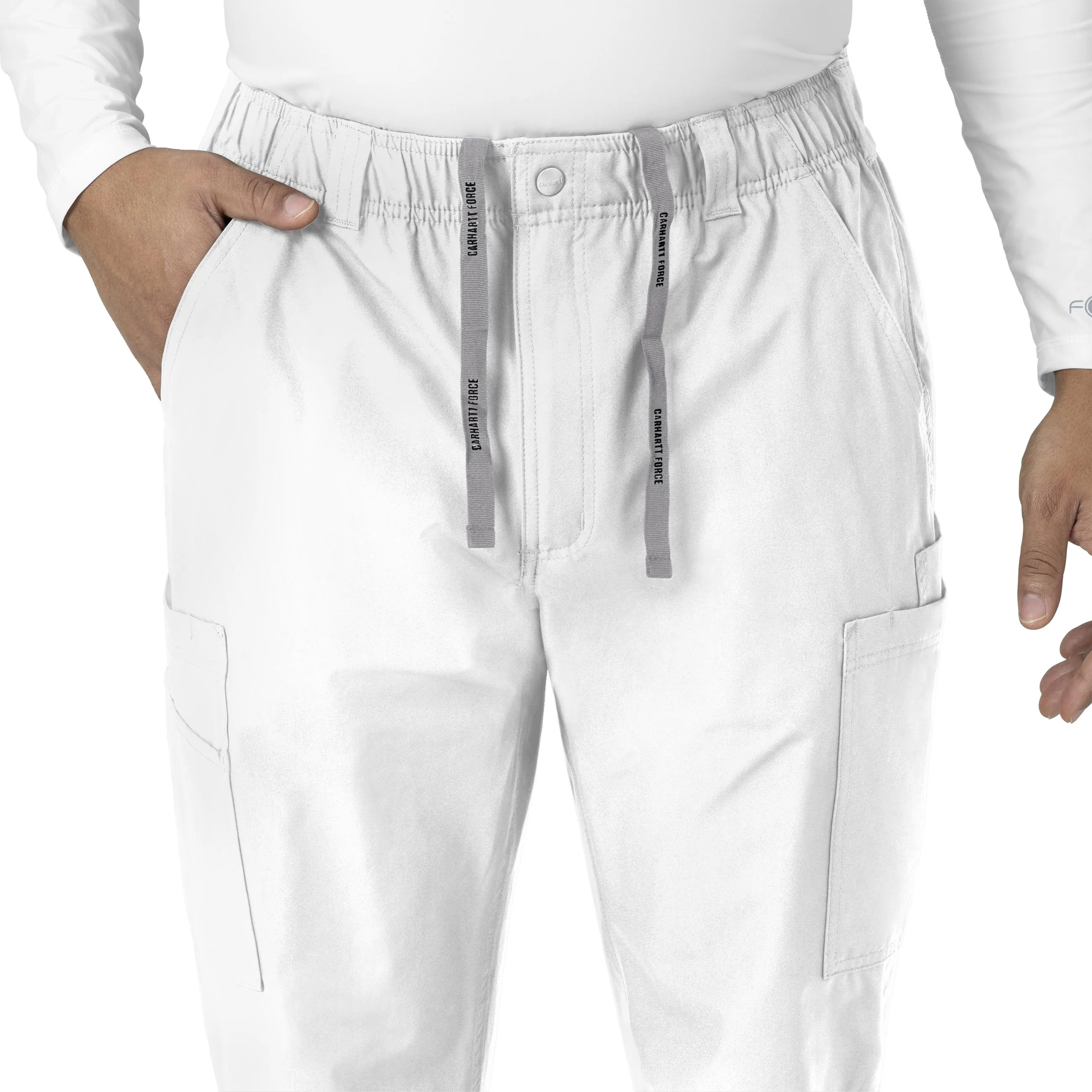 Force Essentials C56113 Men's Straight Leg Cargo Scrub Pants White