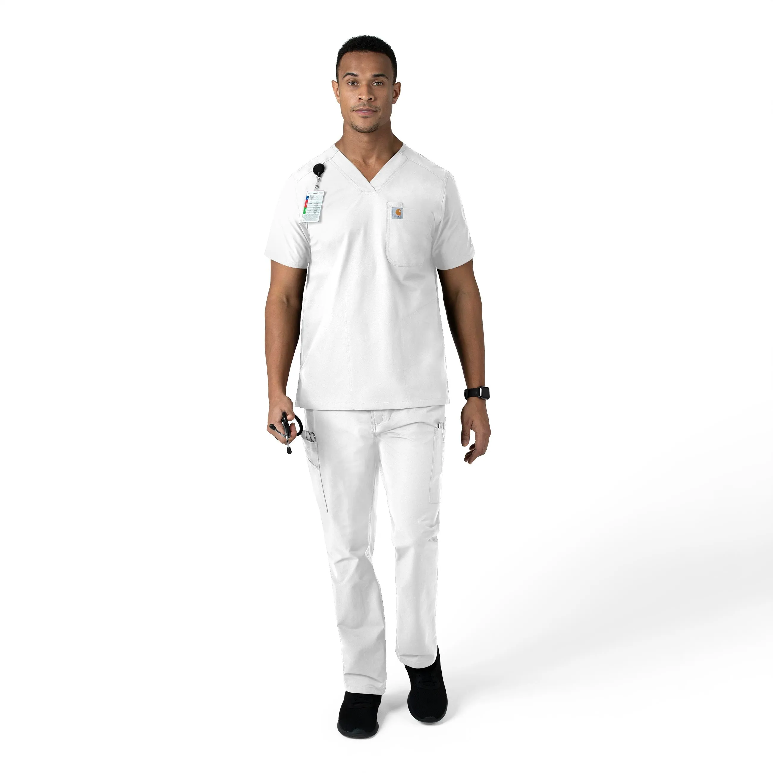 Force Essentials C56113 Men's Straight Leg Cargo Scrub Pants White