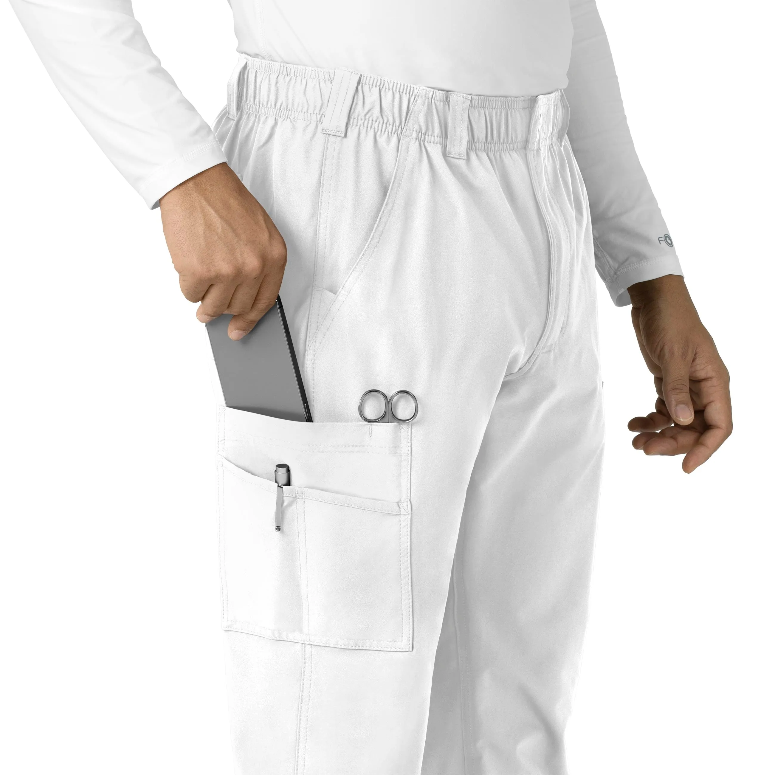 Force Essentials C56113 Men's Straight Leg Cargo Scrub Pants White