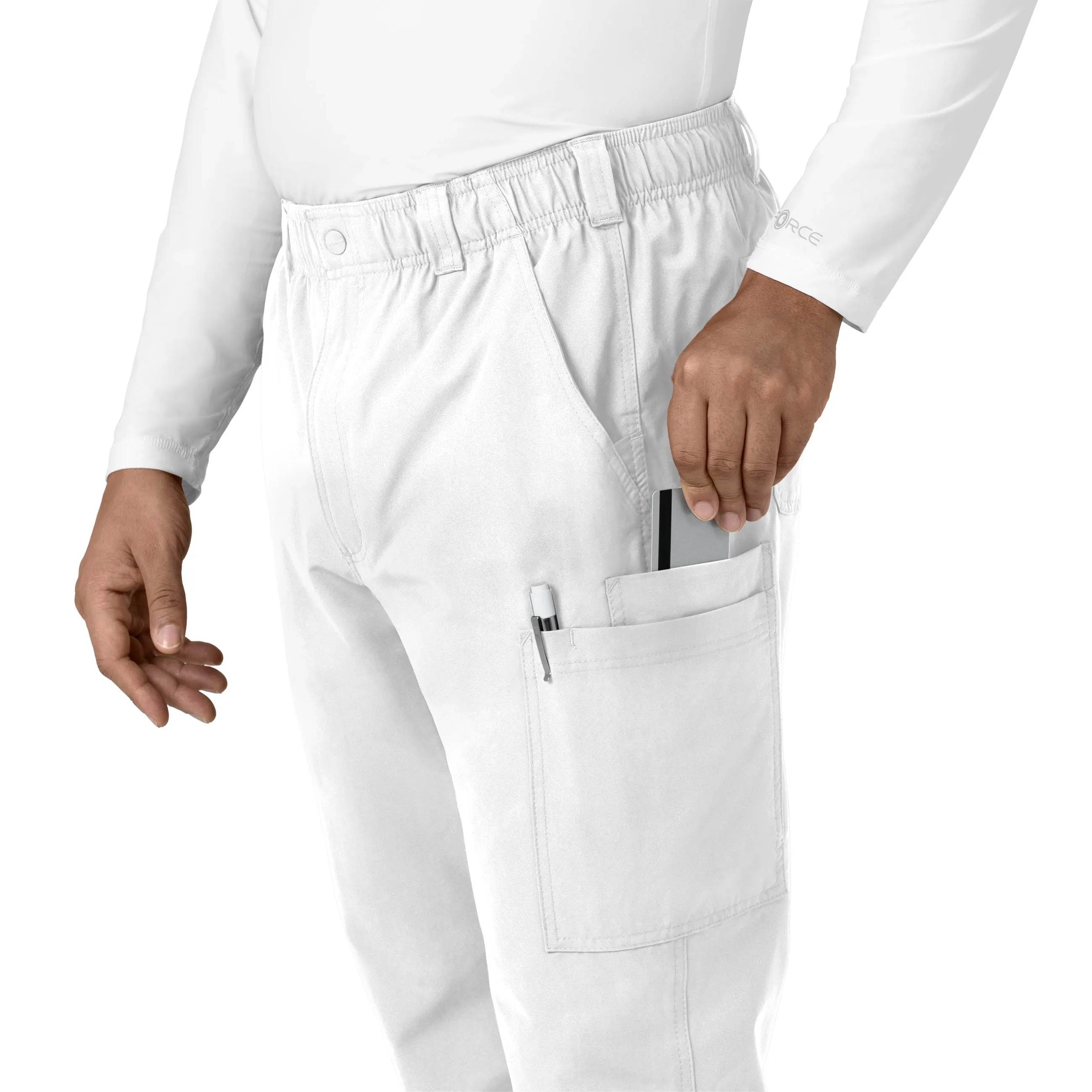 Force Essentials C56113 Men's Straight Leg Cargo Scrub Pants White