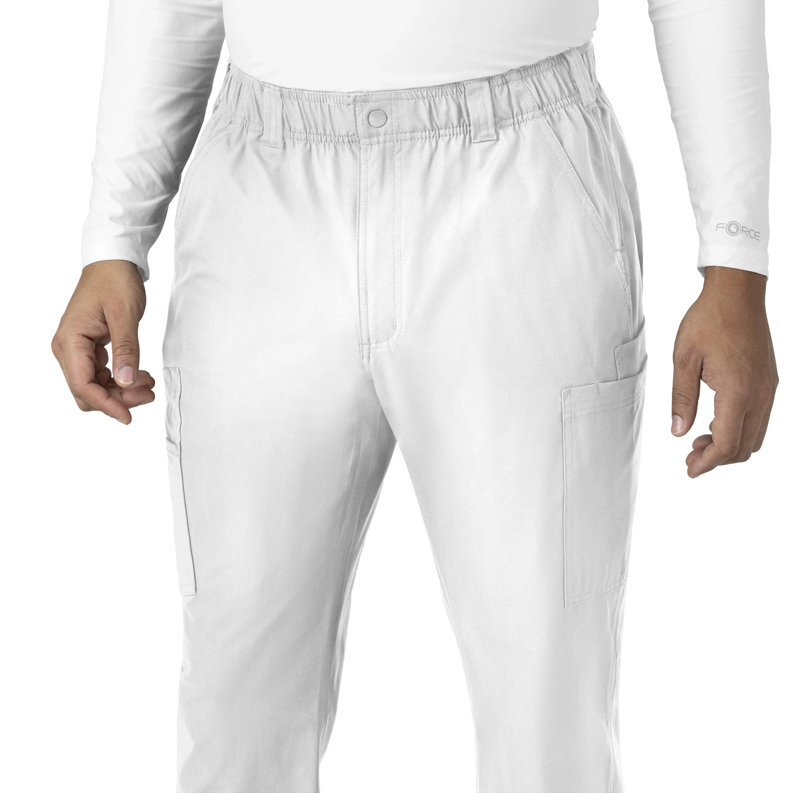 Force Essentials C56113 Men's Straight Leg Cargo Scrub Pants White