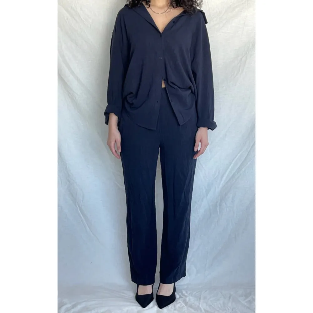 GIRL CRUSH LINEN PANTS MIDNIGHT BLUE