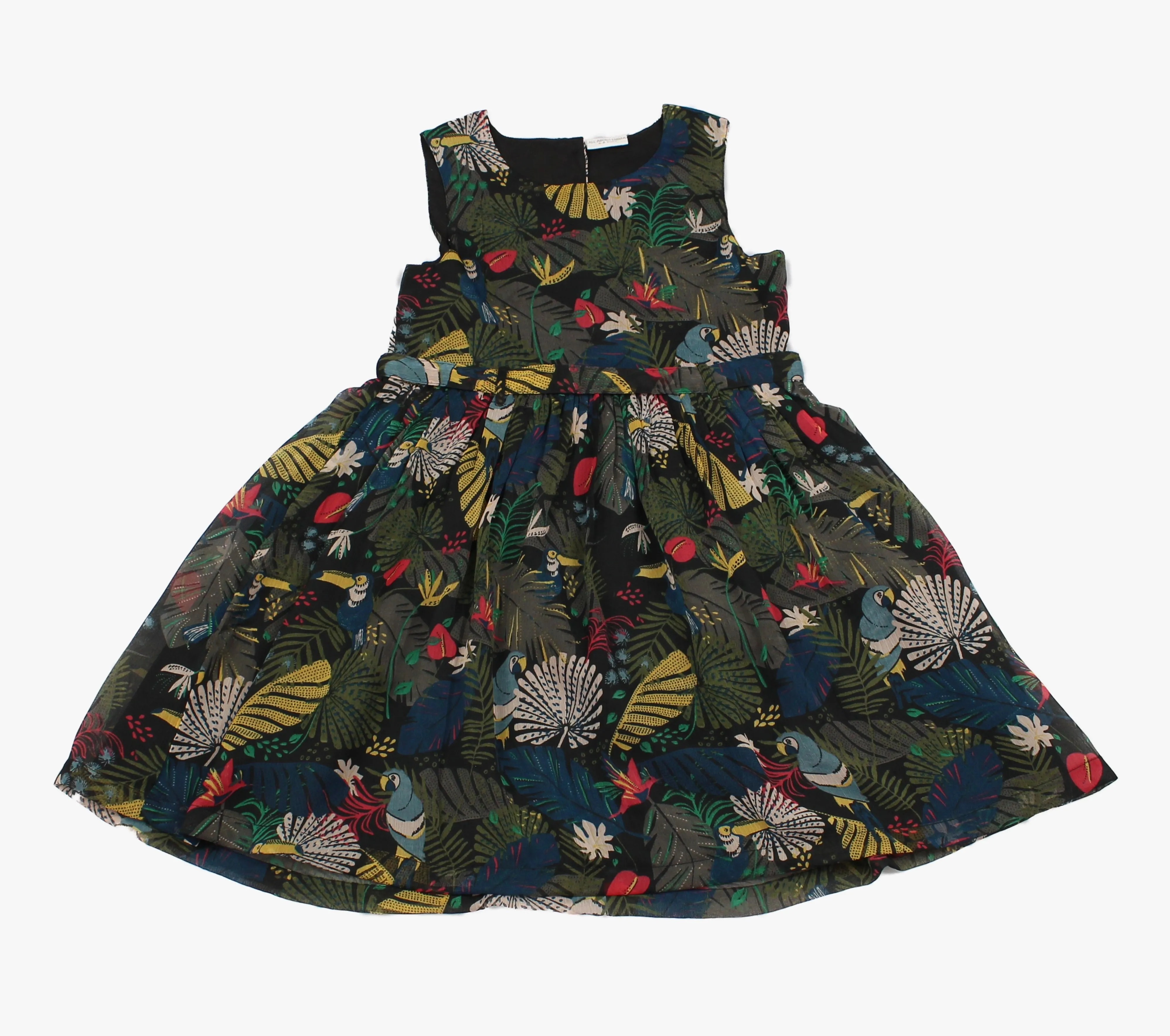 Girls Chiffon Black/Multi Print Dress (3-8 Years)-GF5131