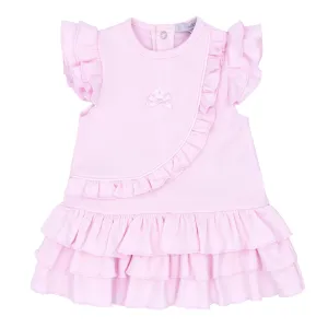 Girls daisy applique dress with frill