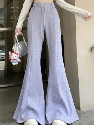 Grey Exaggerated Flare Pants