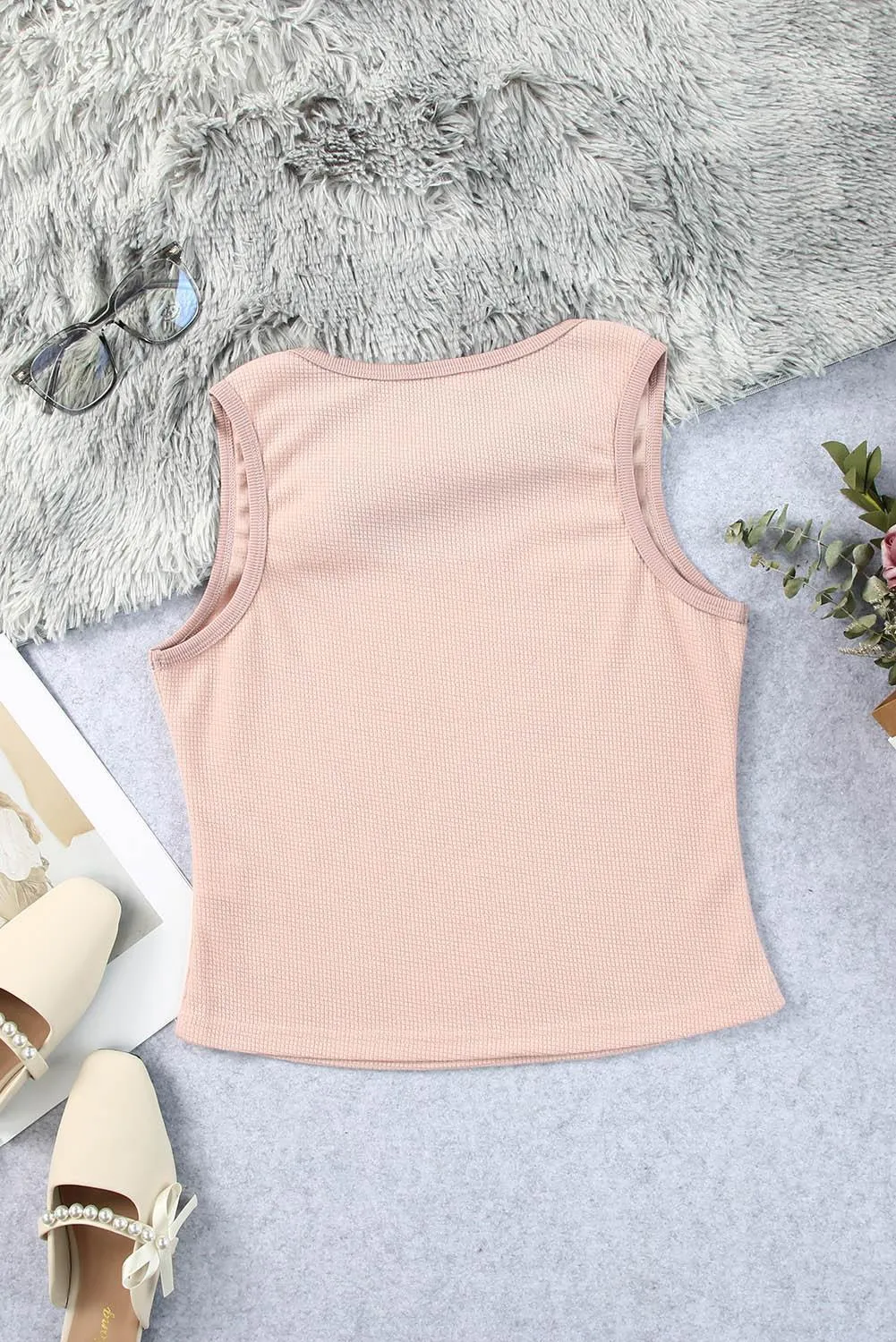 Hazel Blues® | Waffle-Knit Scoop Neck Tank Top