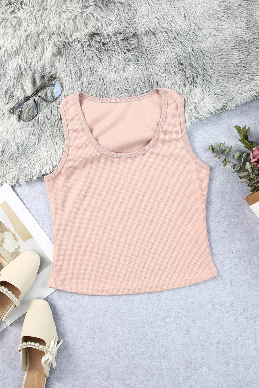 Hazel Blues® | Waffle-Knit Scoop Neck Tank Top