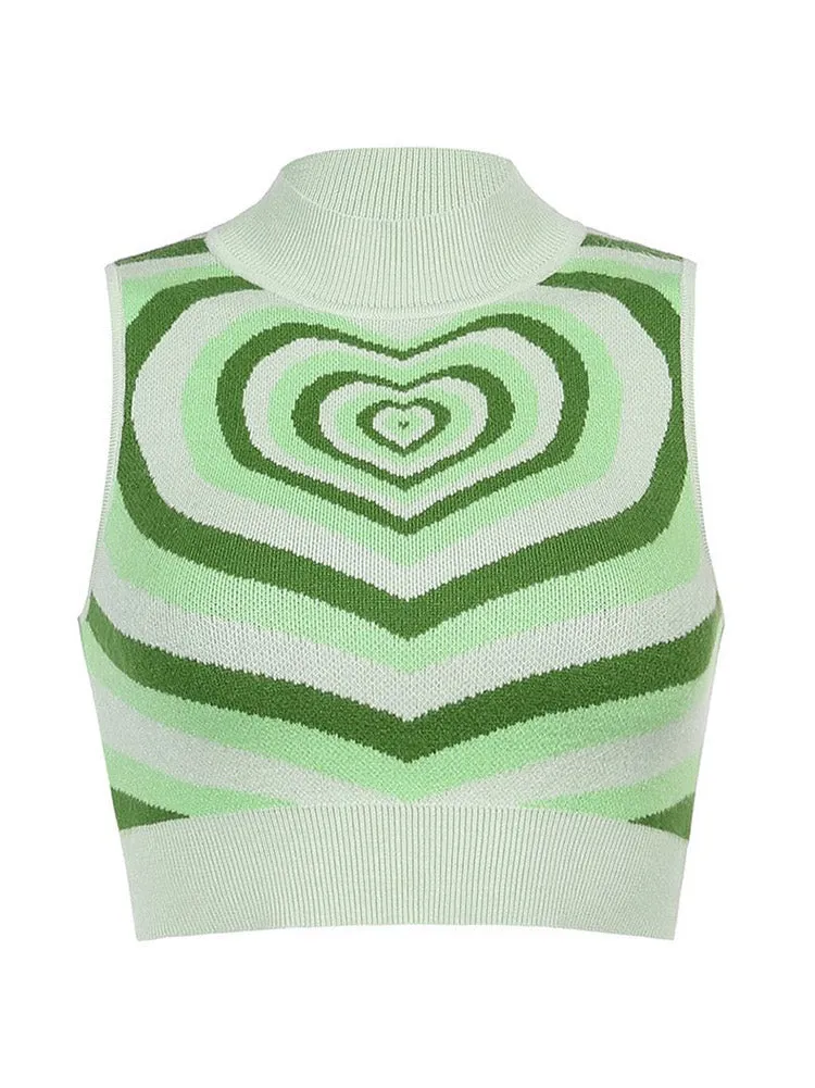 Heart Sleeveless Crop Tops