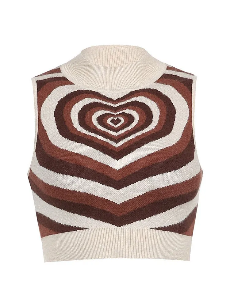 Heart Sleeveless Crop Tops