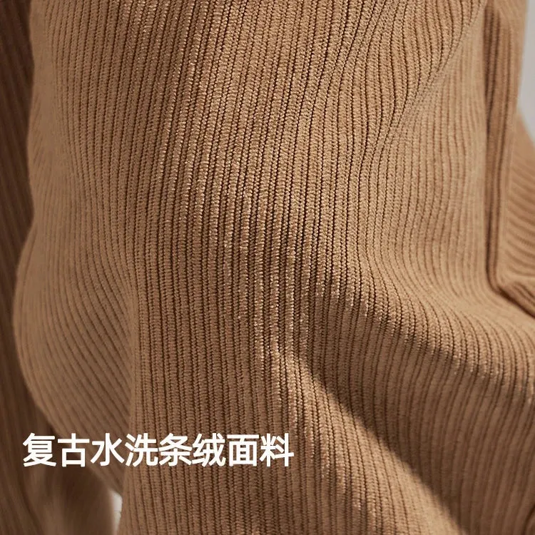 Heavyweight Corduroy Cargo Pants - Men's Fashion Washed Loose Drawstring Sport Casual Trousers