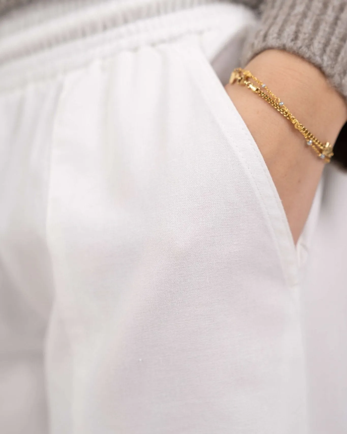 Heavyweight Linen Pants Low Waist White