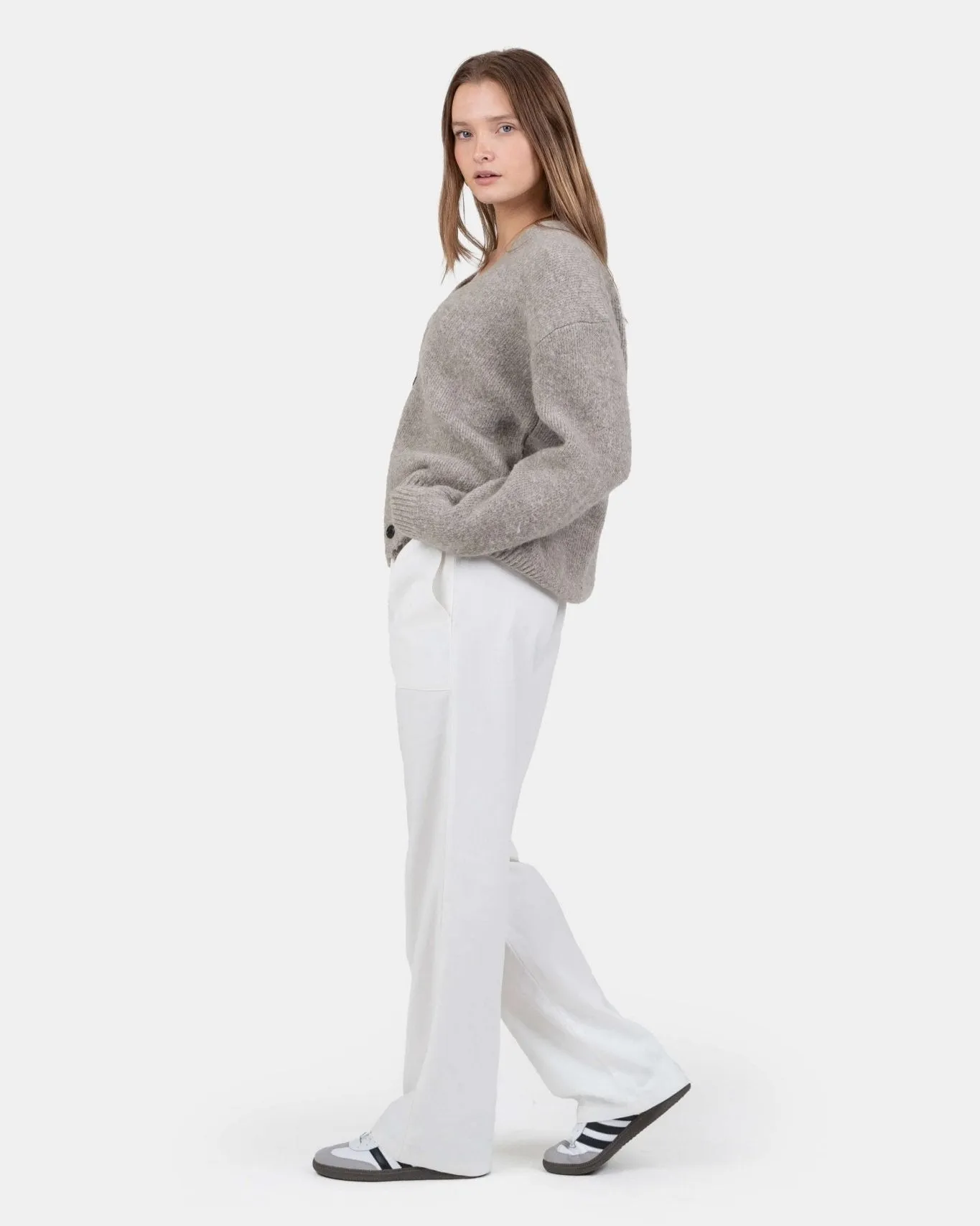 Heavyweight Linen Pants Low Waist White