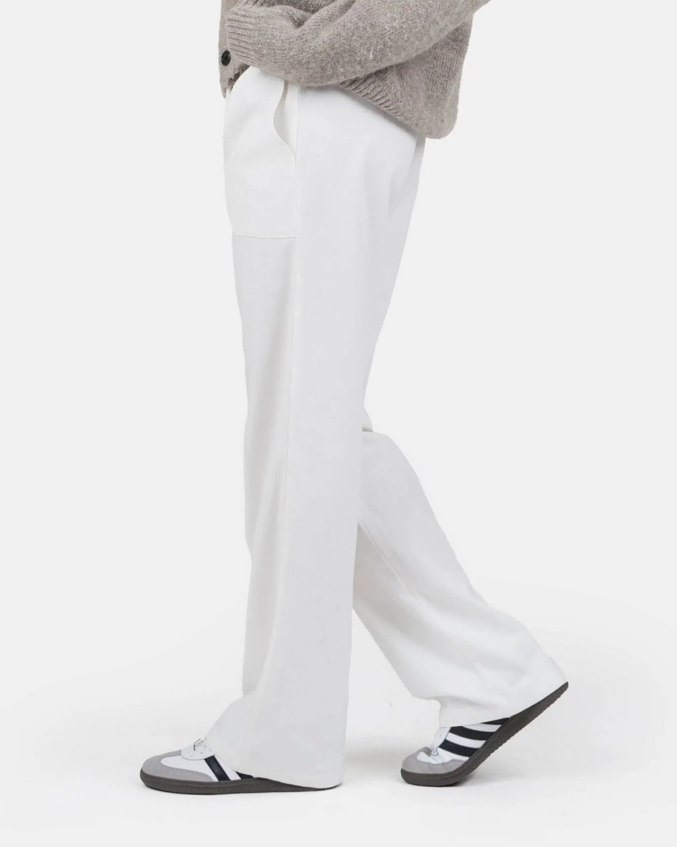 Heavyweight Linen Pants Low Waist White