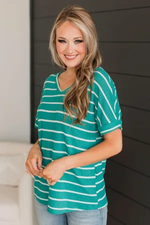 Hope It's True Striped Top- Teal