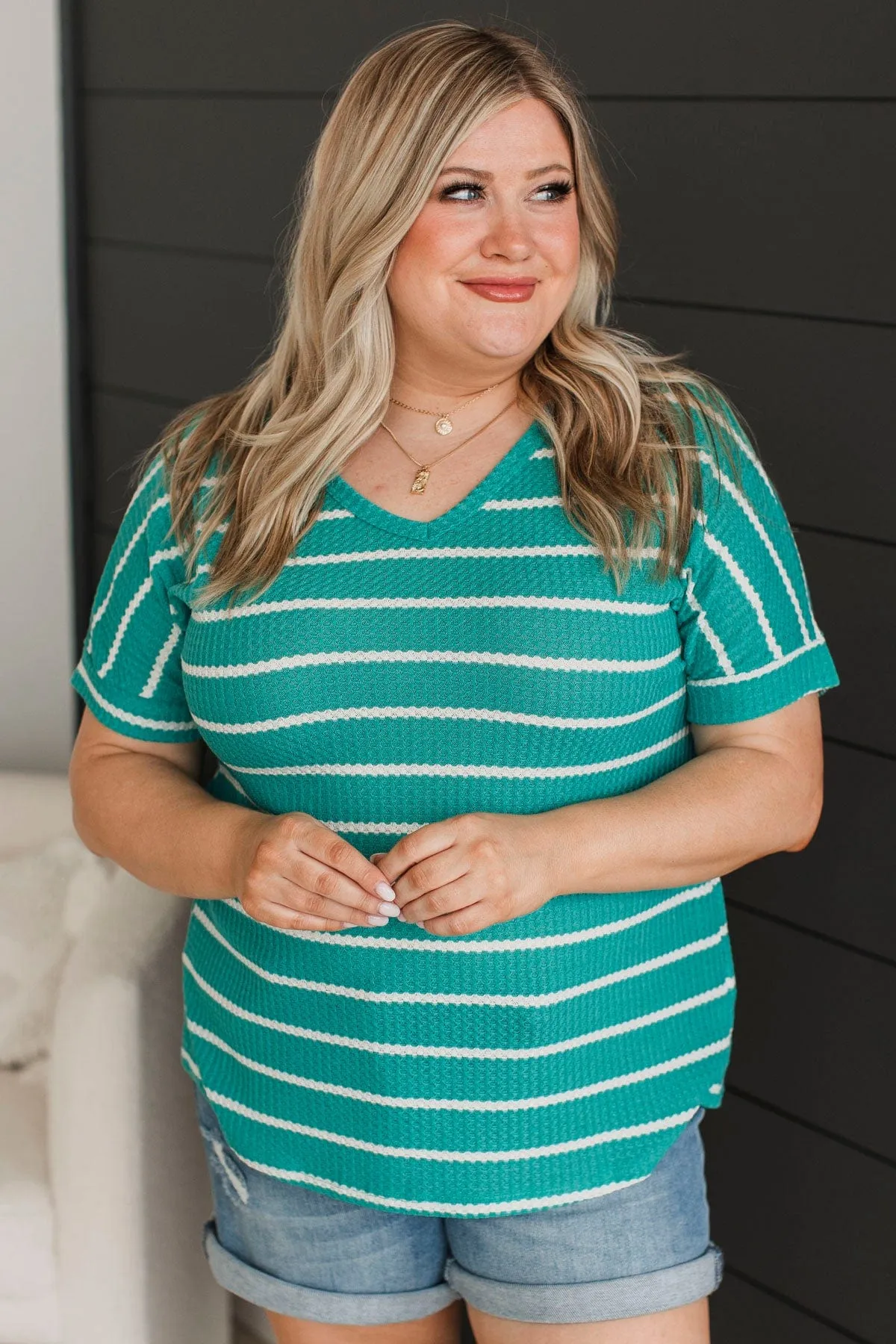 Hope It's True Striped Top- Teal