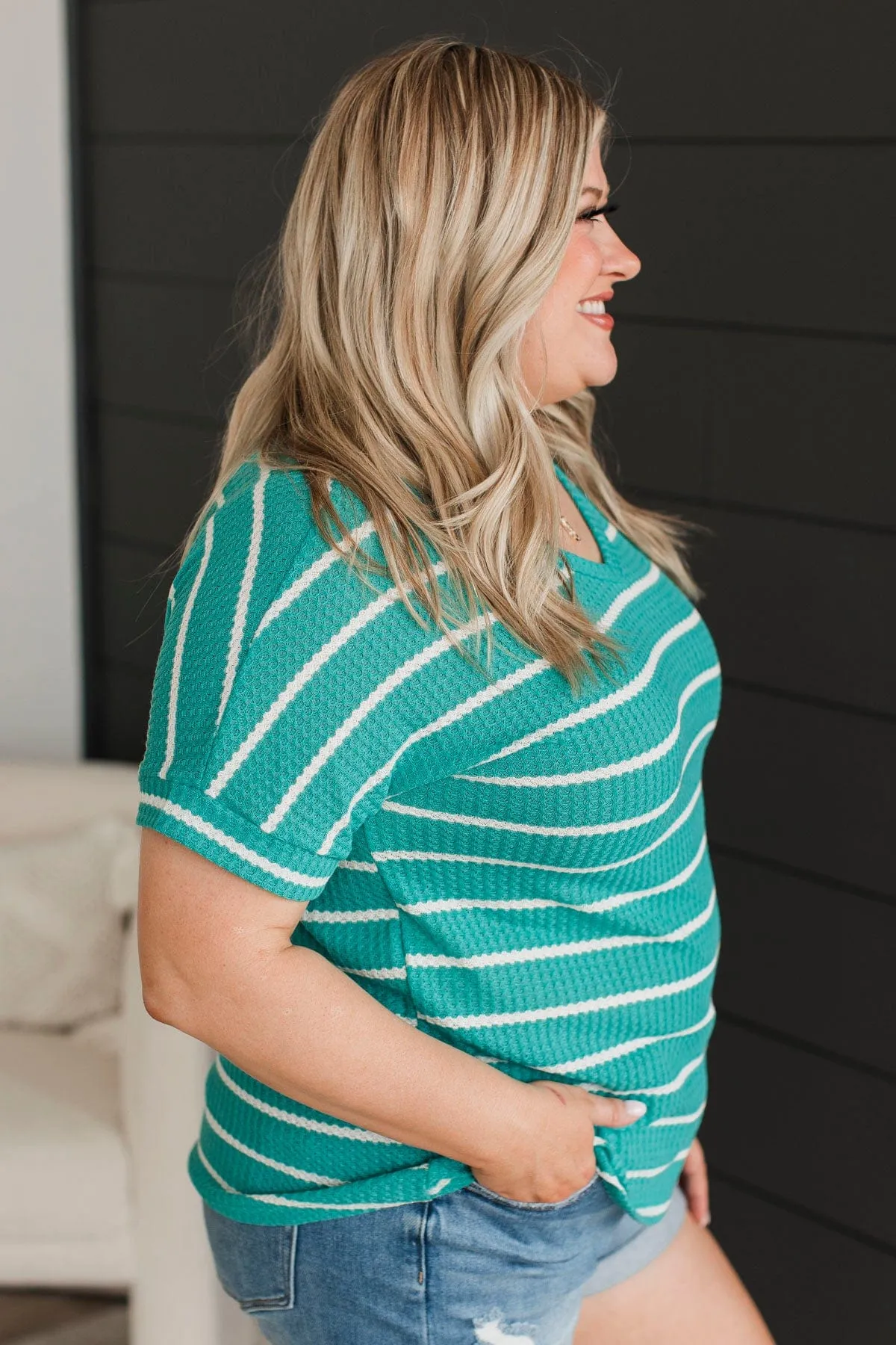 Hope It's True Striped Top- Teal