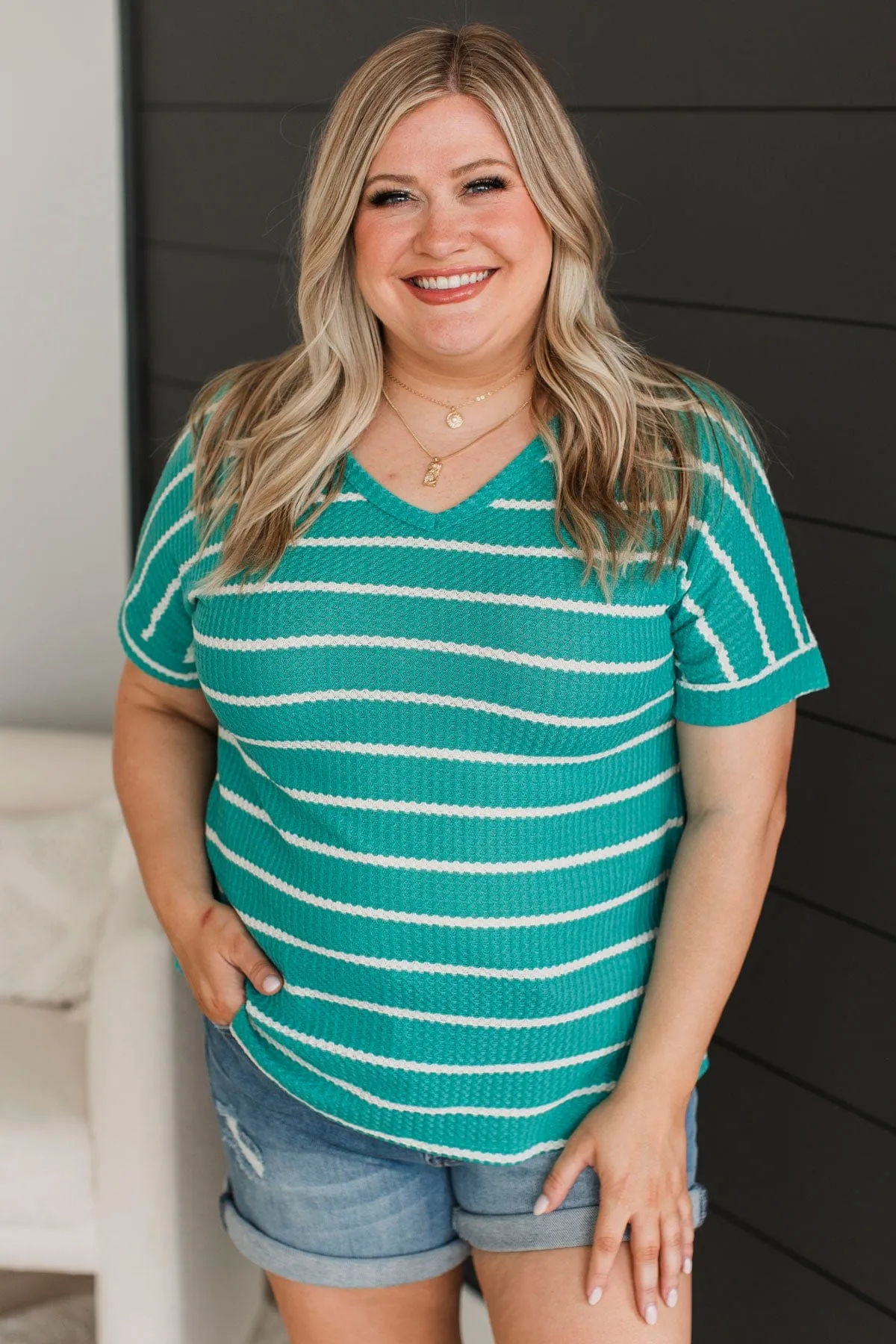 Hope It's True Striped Top- Teal