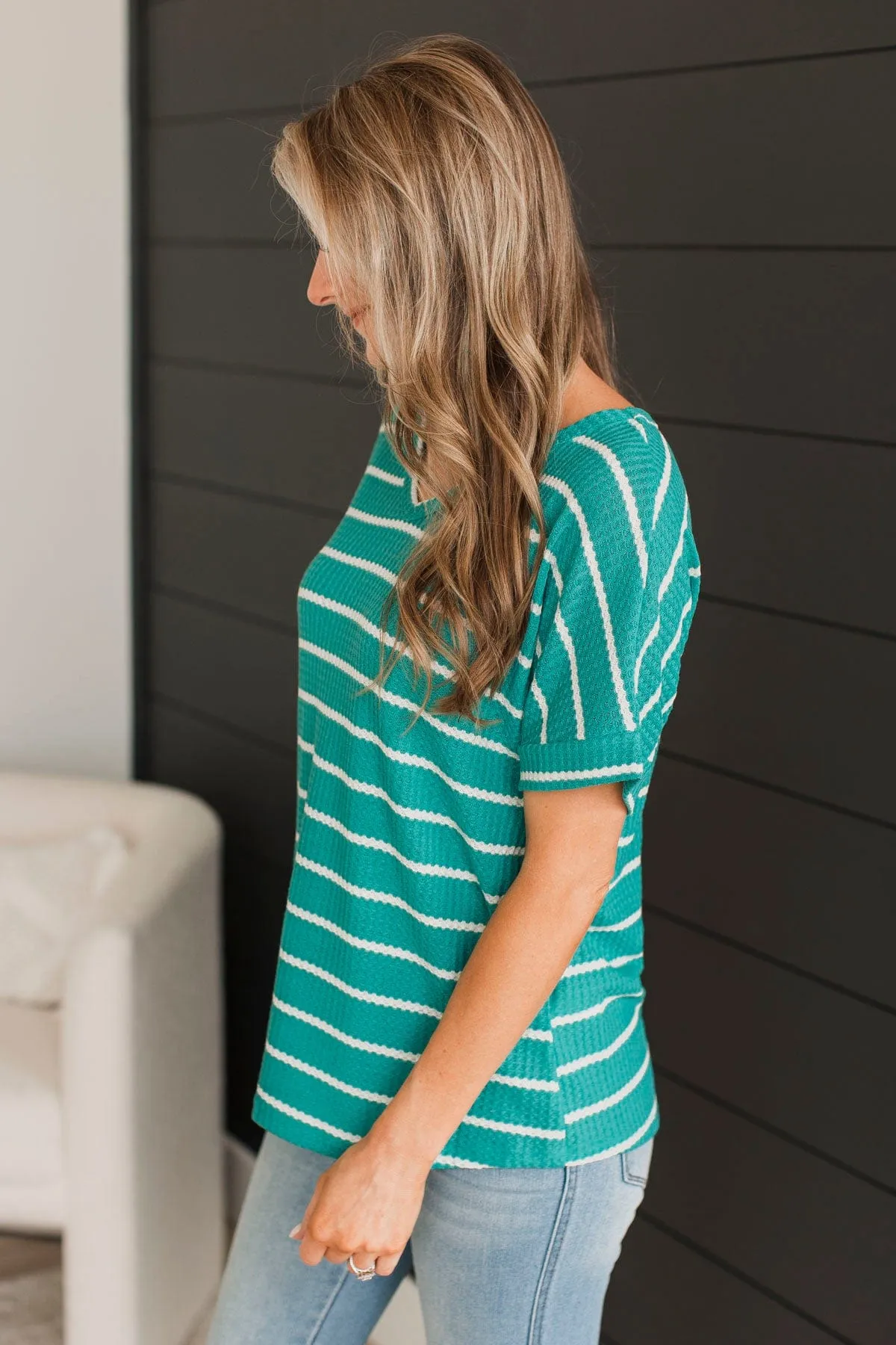 Hope It's True Striped Top- Teal