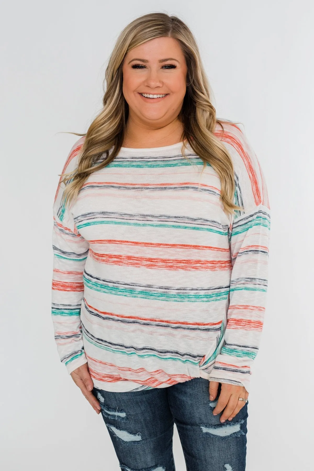 Horizon Views Striped Dolman Sleeve Top- Multi-Colored