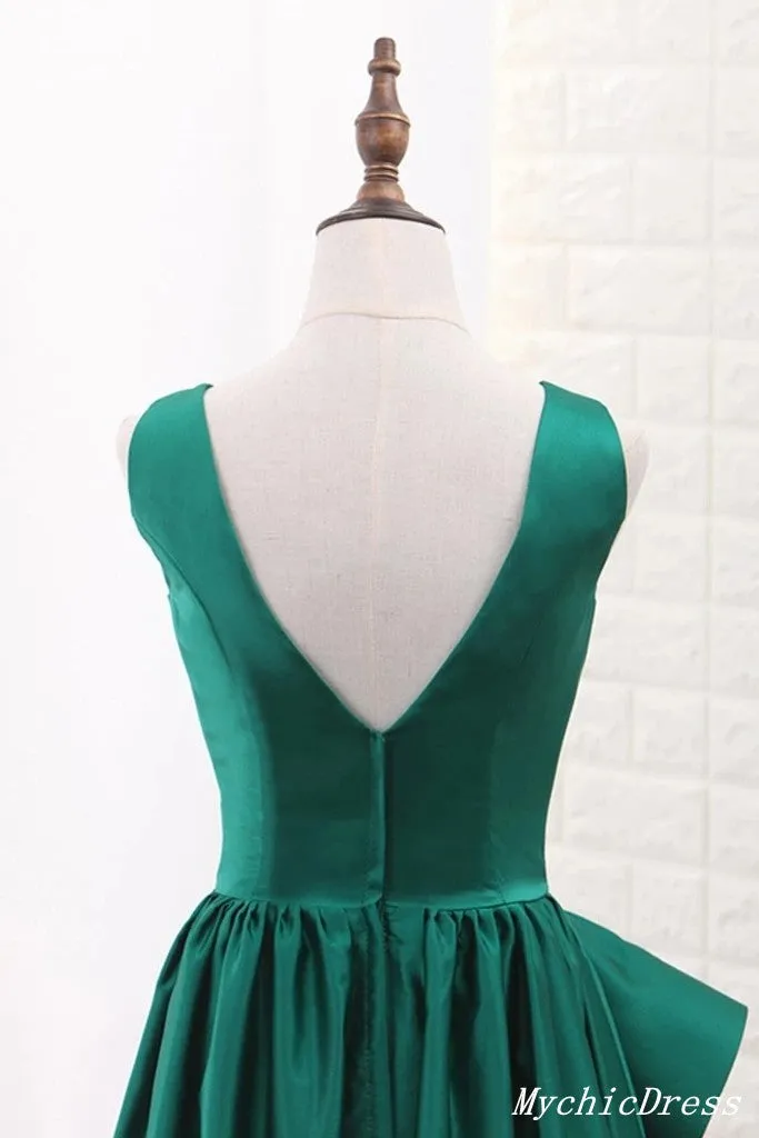 Hot Floor Length V Neck Sleeveless Sexy Green Prom Evening Dresses