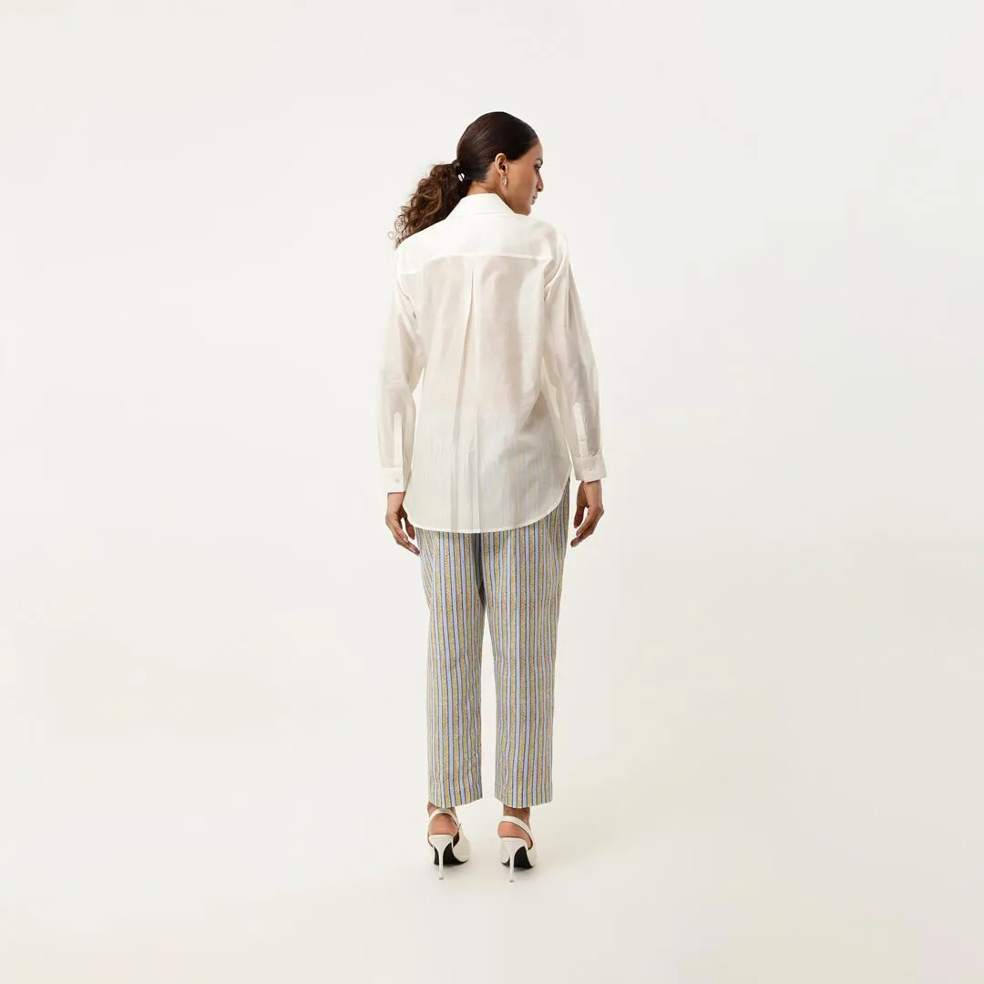 HOUSE EMB SHIRT WITH STRIPED PANTS