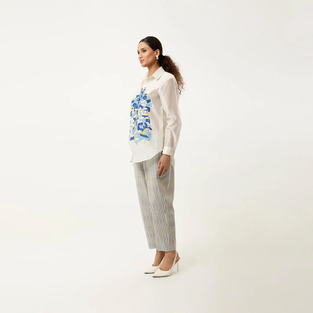 HOUSE EMB SHIRT WITH STRIPED PANTS