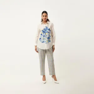 HOUSE EMB SHIRT WITH STRIPED PANTS
