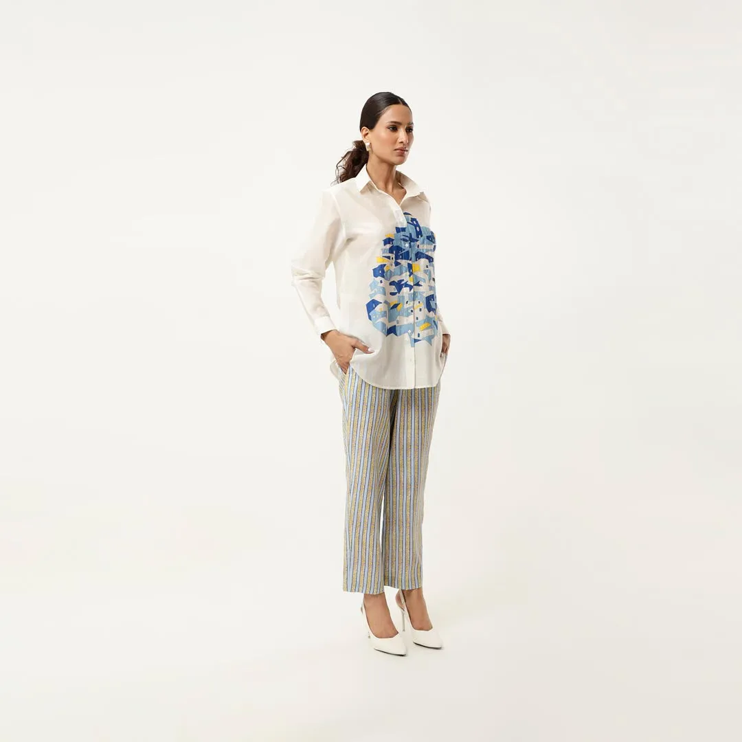 HOUSE EMB SHIRT WITH STRIPED PANTS