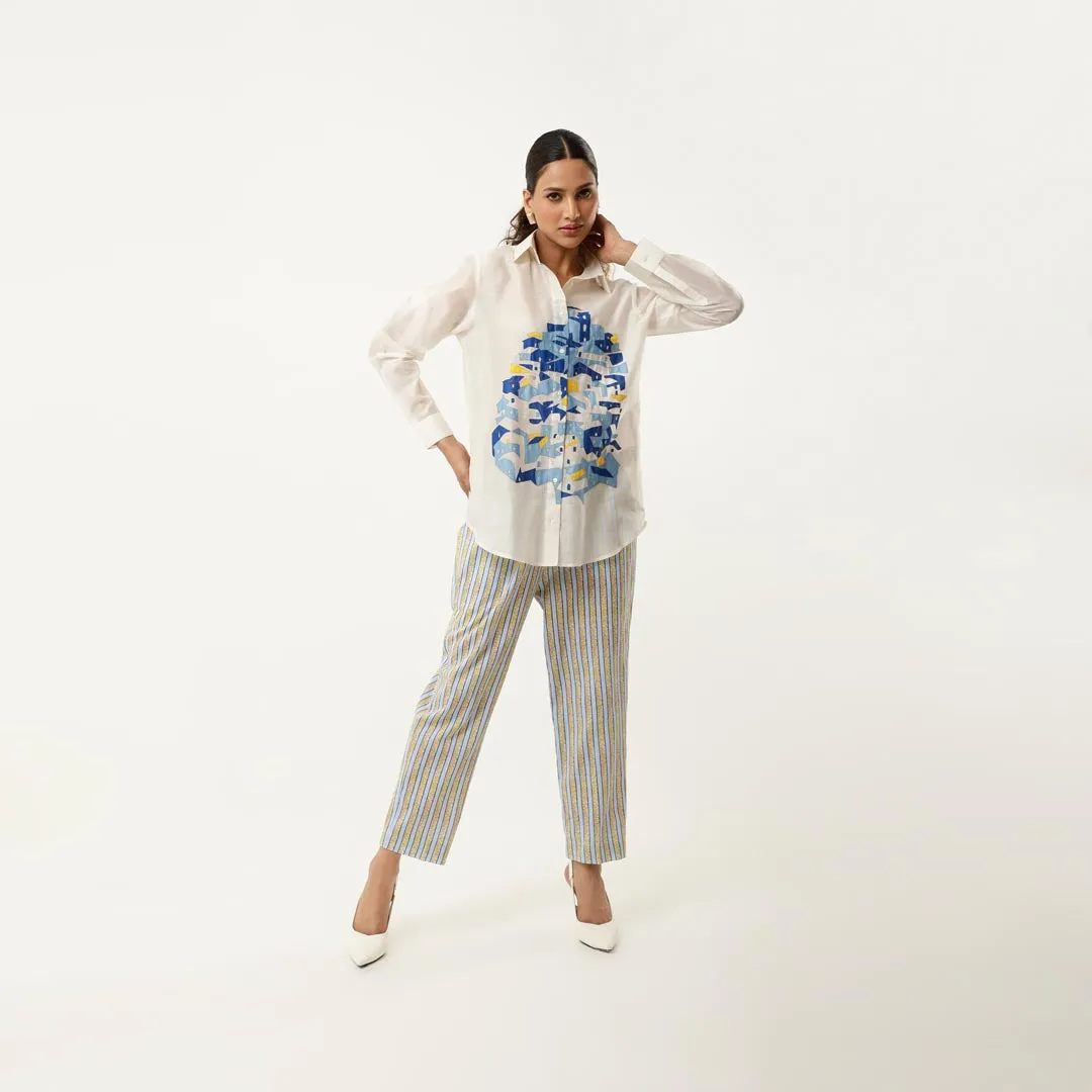 HOUSE EMB SHIRT WITH STRIPED PANTS