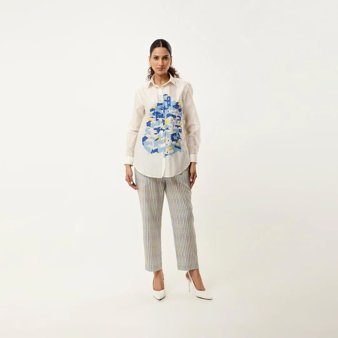 HOUSE EMB SHIRT WITH STRIPED PANTS