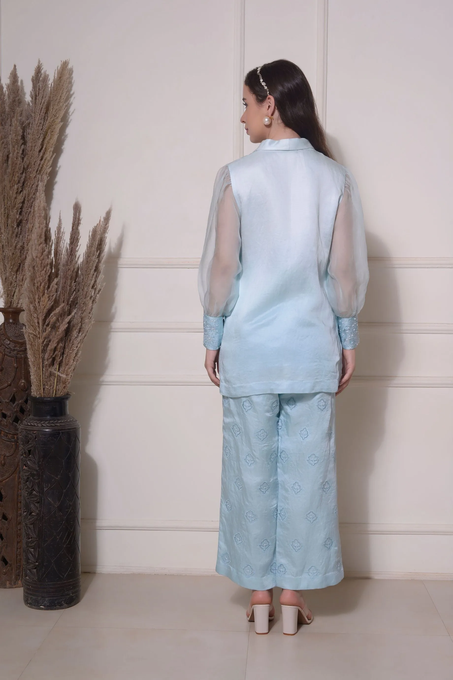 ICE BLUE  CUTWORK COORD SET