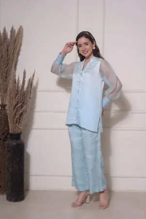 ICE BLUE  CUTWORK COORD SET